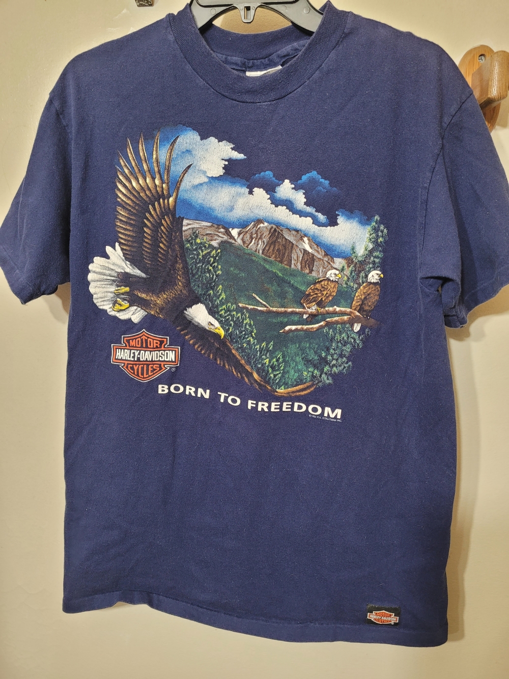 Vintage Harley Davidson Born To Freedom Hanes Single Stitch Size L (B)